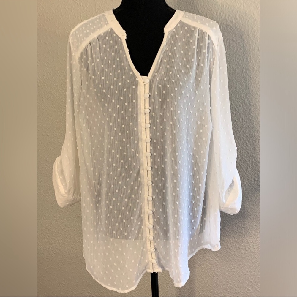 Torrid White Sheer Blouse
